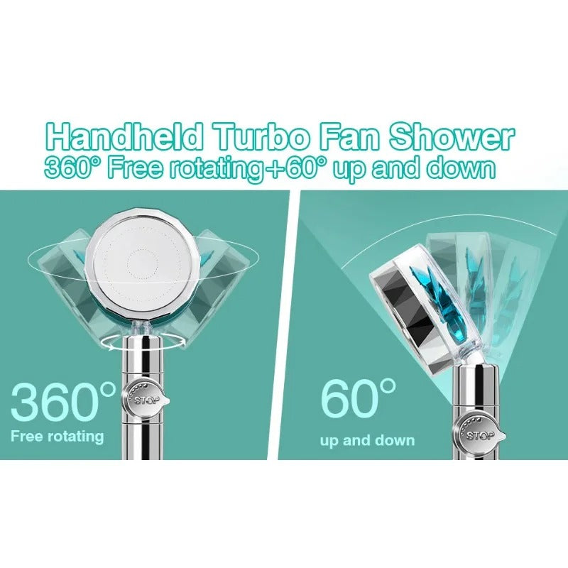 360° Fan rotating Shower Head